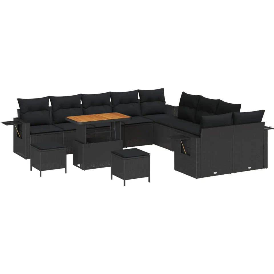 vidaXL Tuinbankenset 13 st Zwart poly rattan