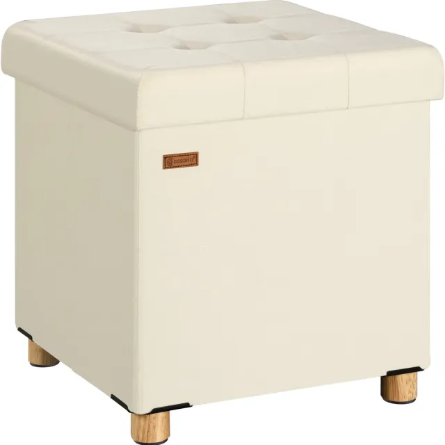 Casaria Voetenbankje - Houten poten 40L Opbergruimte 38x38x42cm - Beige