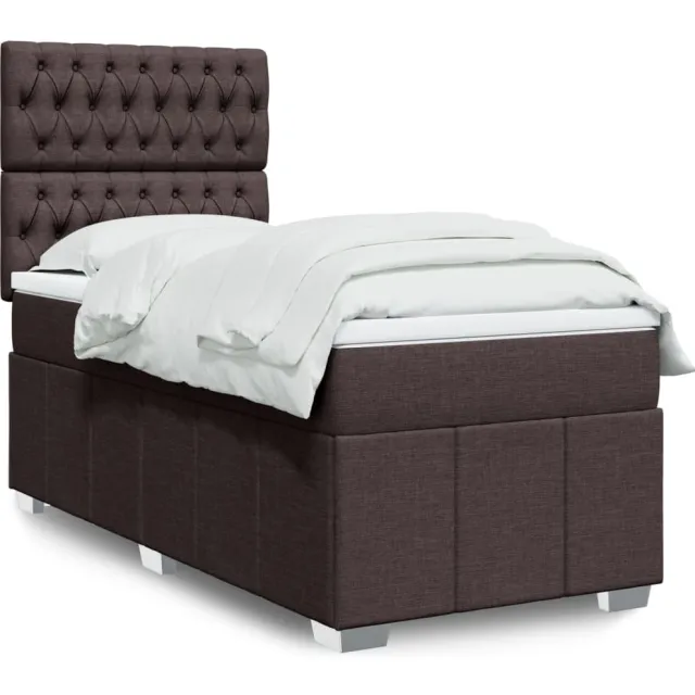 vidaXL Boxspring met matras stof donkerbruin 100x200 cm bruin