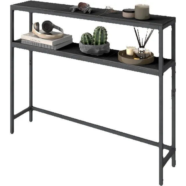 NordHaus Consoletafel - Haltafel - Sidetable - 2 Opbergniveaus - 100 x 20 x 80 cm Zwart