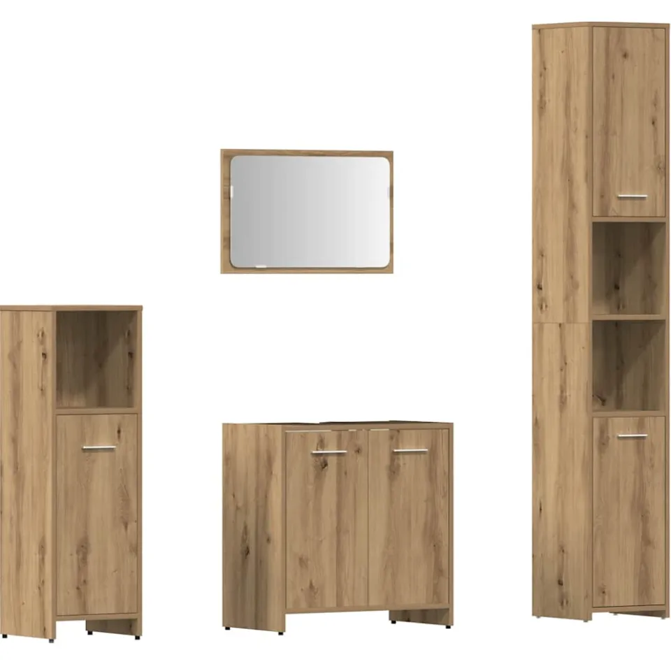 vidaXL 4-delige Badkamermeubelset bewerkt hout artisanaal eikenkleur, foto 3