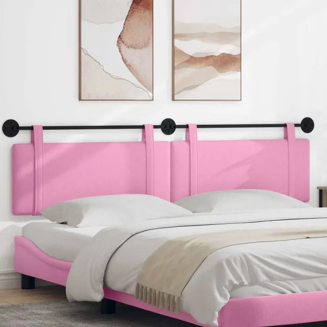 vidaXL Hangend hoofdbord Roze Stof