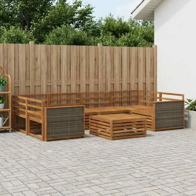 vidaXL Buiten bankenset 7 st 6-zits Naturel Massief Acaciahout Bruin