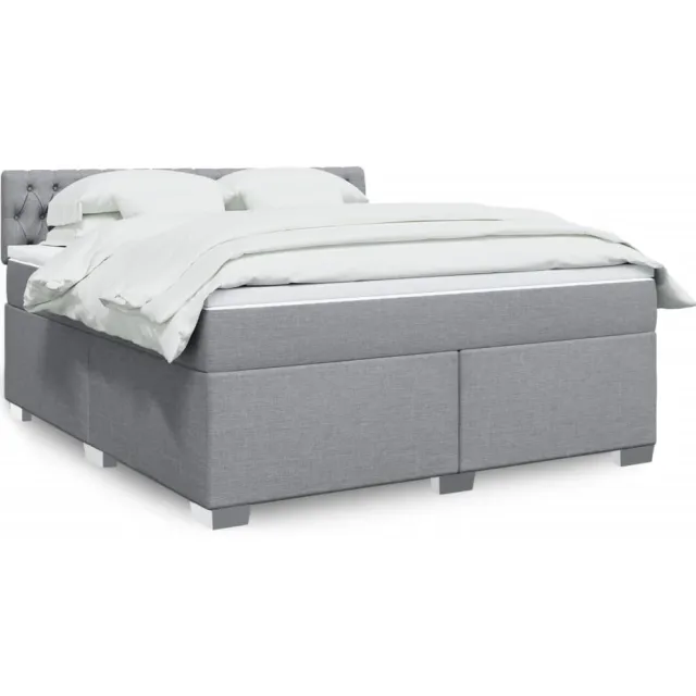 vidaXL Boxspring met matras stof lichtgrijs 180x200 cm grijs