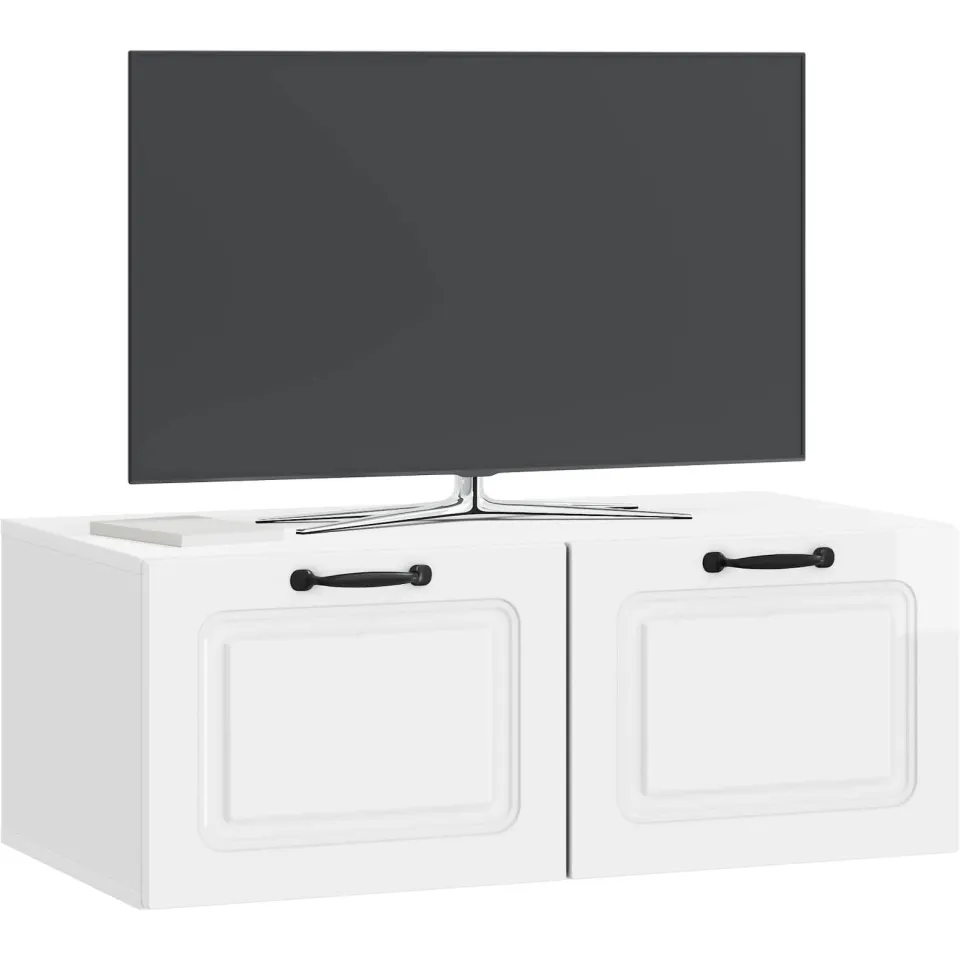 vidaXL Wandbeugel TV-kast Hoogglans Wit 78,5 x 41 x 30 cm Bewerkt hout