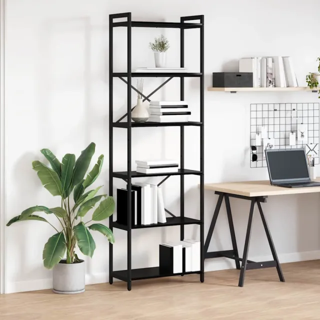 vidaXL Boekenkast 60 x 30 x 189,5 cm Bewerkt hout Zwart Eiken, foto 2
