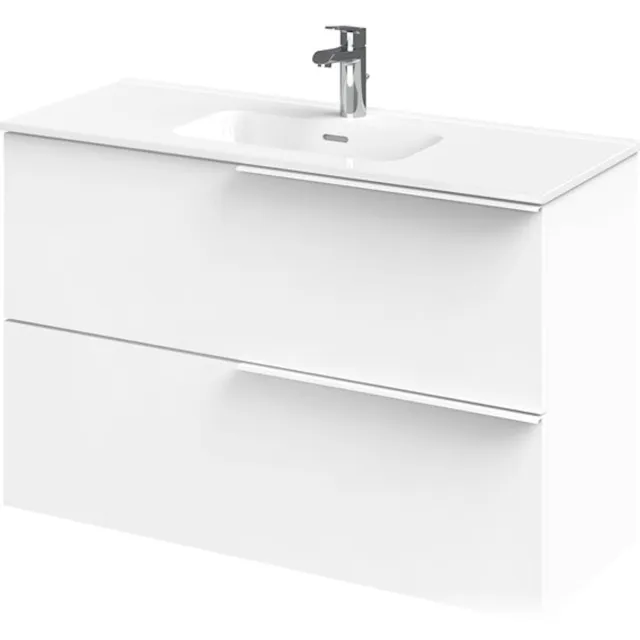 Tiger Pocket Meubelset 100 cm met 2 lades Wit incl Calpe wastafel Hoogglans wit - 800304