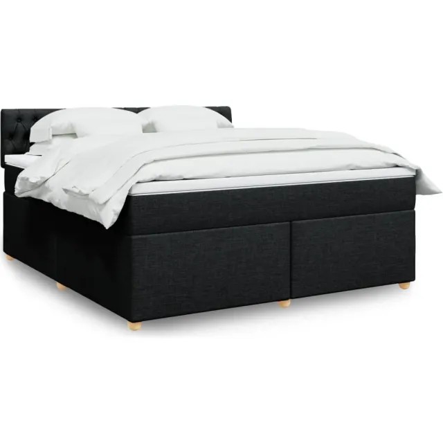 vidaXL Boxspring met matras stof zwart 180x200 cm
