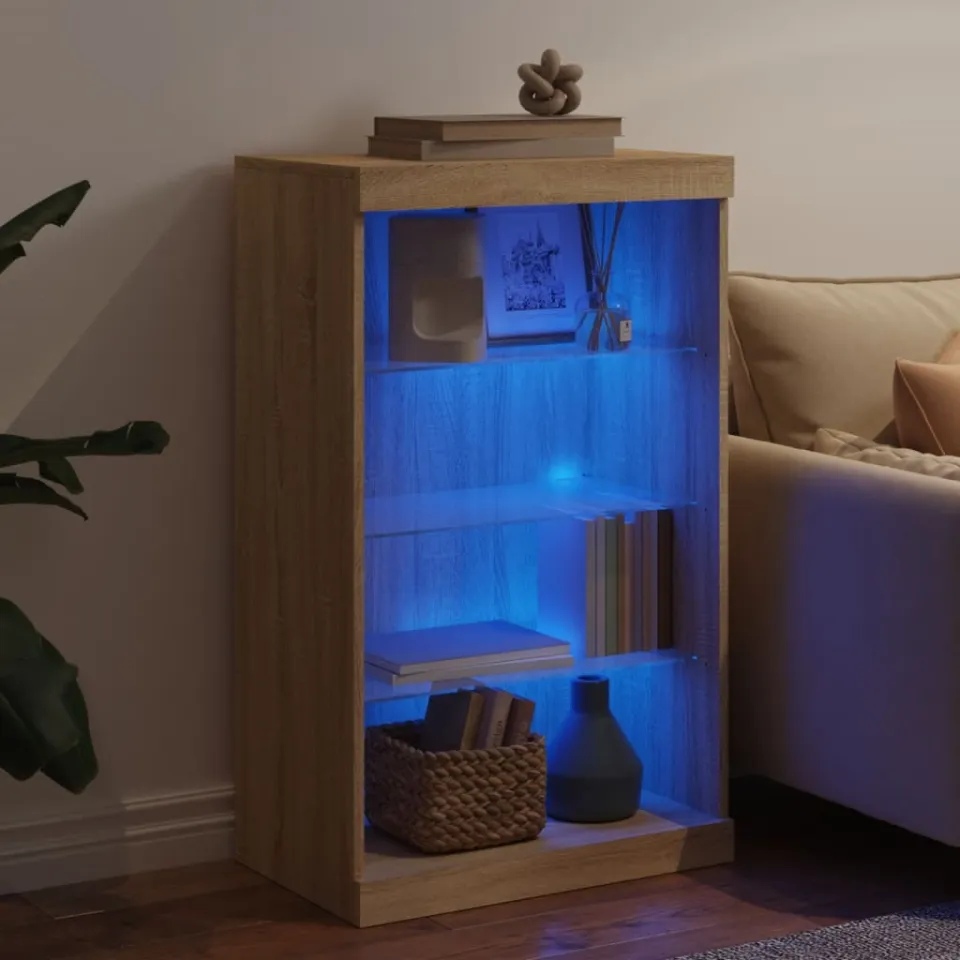 vidaXL Dressoir met LED-verlichting 60,5x37x100 cm sonoma eikenkleurig, foto 3