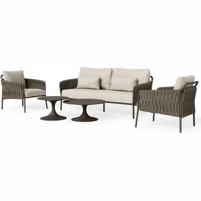 Suns Fiave stoel bank loungeset 5 delig bronze clouded rope SUNS Bruin / Terre