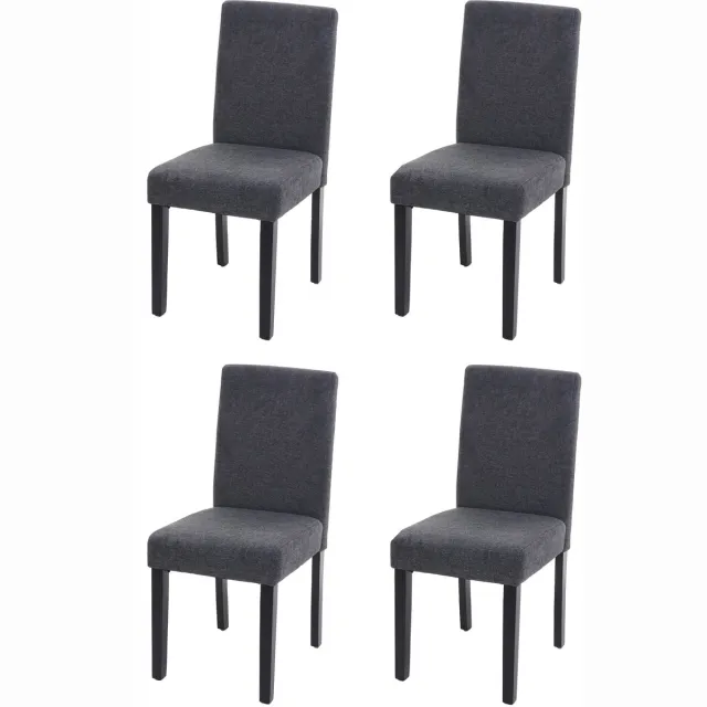 MCW Set van 4 eetkamerstoelen Keukenstoel Littau ~ textiel, antracietgrijs, donkere poten