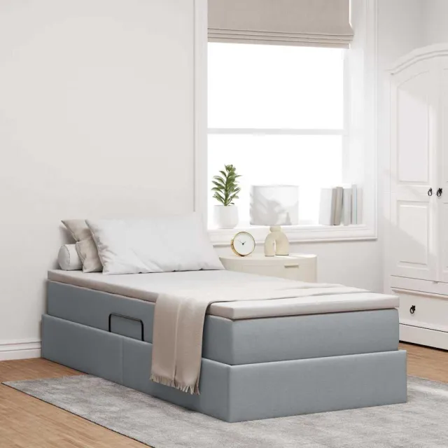 vidaXL Opslag bed met matras Lichtgrijs 90 x 200 cm Polyester