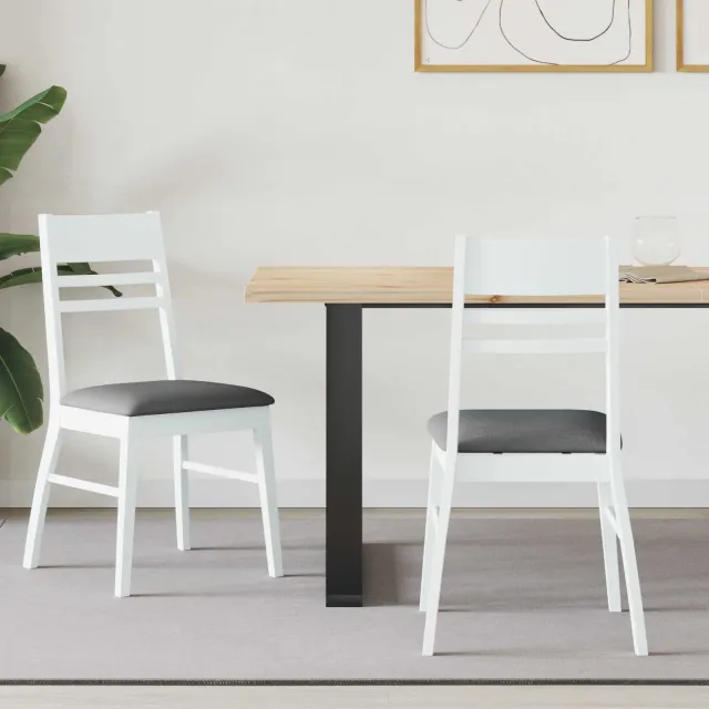 vidaXL Eettafelstoelen 2 st Massief Rubberhout Wit 43 x 54 x 89 cm