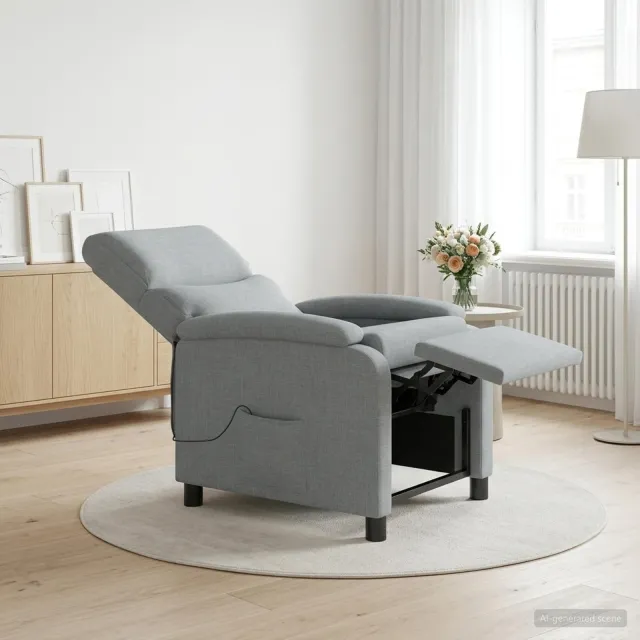 vidaXL Massage Recliner Lichtgrijs Stof