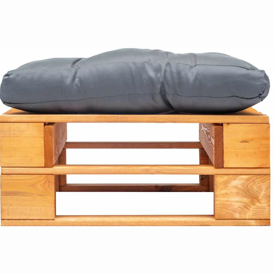 vidaXL Tuinpoef met grijs kussen pallet hout honingbruin, foto 2