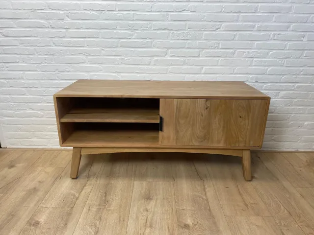 Mangohouten retro TV meubel Dian met deur