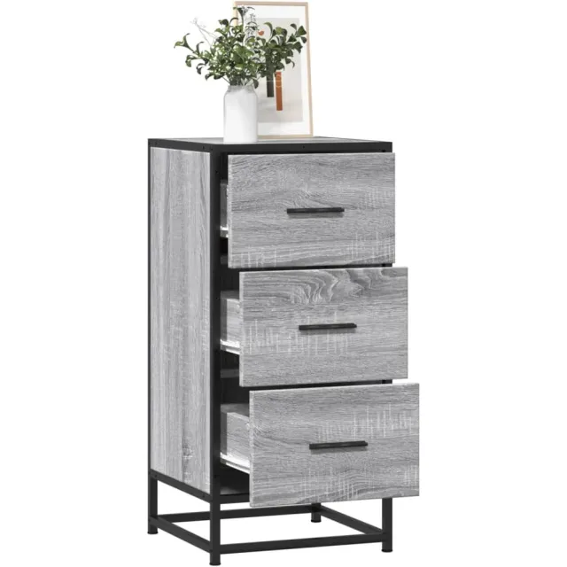 vidaXL Dressoir 35,5x35x76 cm bewerkt hout en metaal grijs sonoma