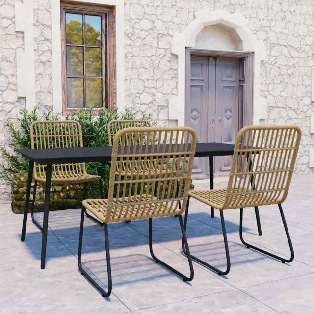 vidaXL 5-delige Tuinset poly rattan en glas bruin, foto 2