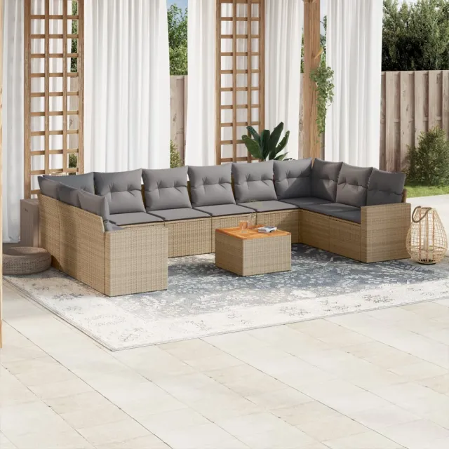 vidaXL Patio Sofa Set 10-zits Beige mix en grijs, foto 2