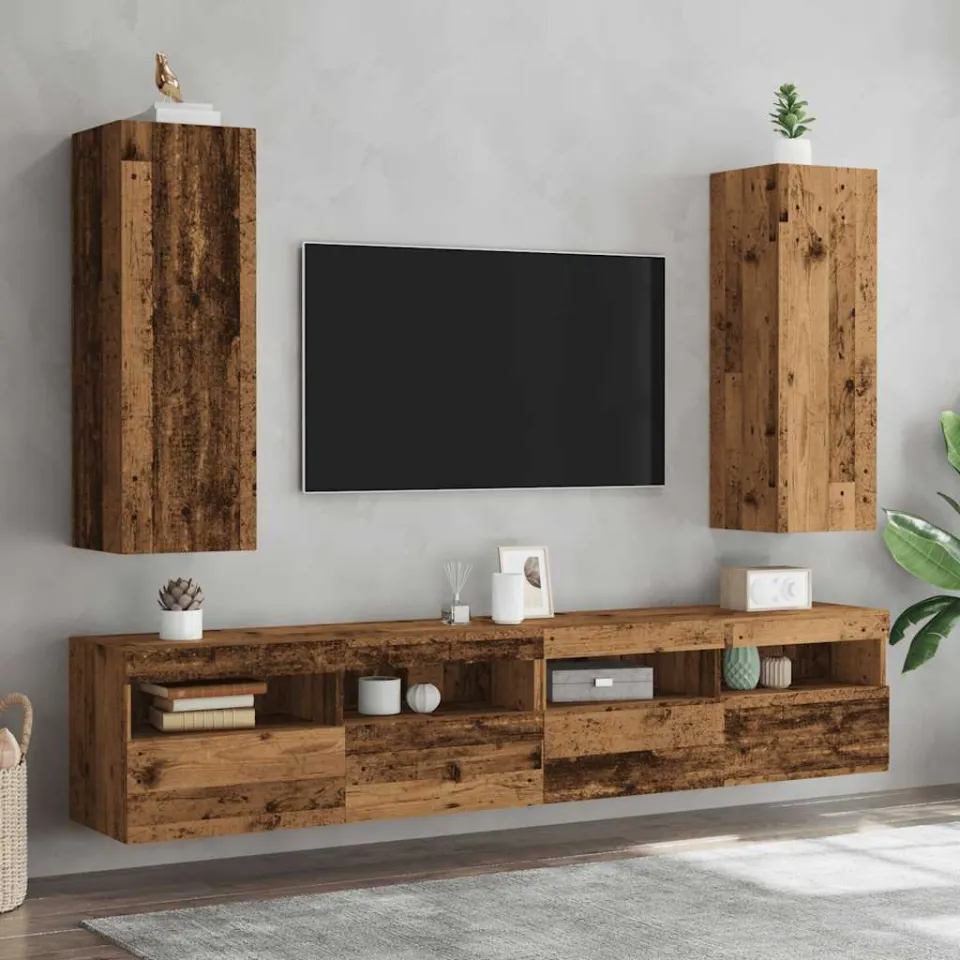vidaXL Tv-meubelen 2 st 30,5x30x90 cm bewerkt hout oud houtkleurig bruin, foto 3