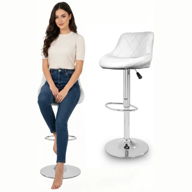 aga Beige Eco-Leder Bar Kruk Aga - Verstelbaar & Draaibaar