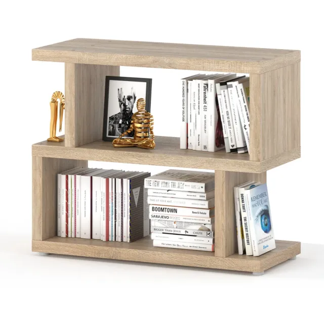 AZ-Home Boekenkast Fatt 2 - Opbergkast - Vakkenkast - 2 open vakken - Licht eiken - 100x78.5x38 cm