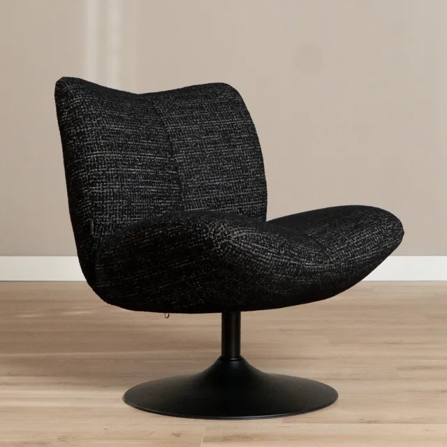 Bronx71 Draaifauteuil Moira gemêleerde stof zwart