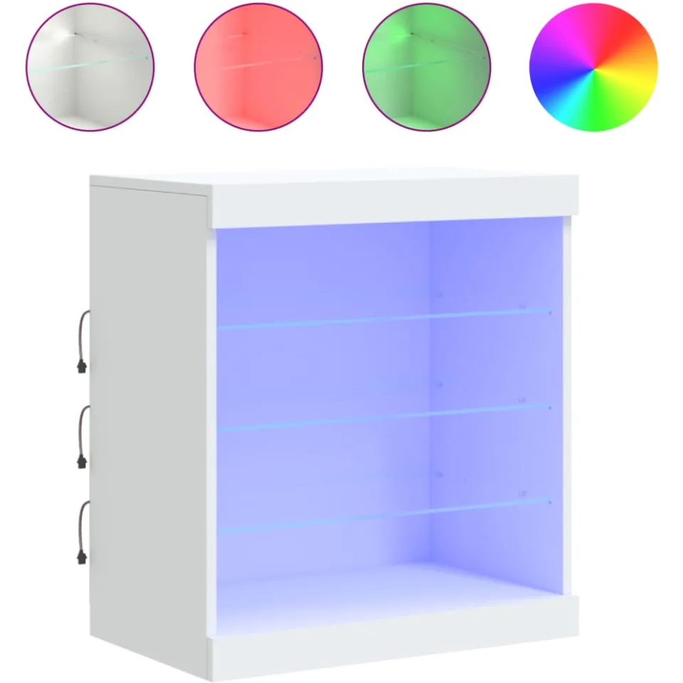 vidaXL Dressoir met LED-verlichting 60,5x37x67 cm wit, foto 4