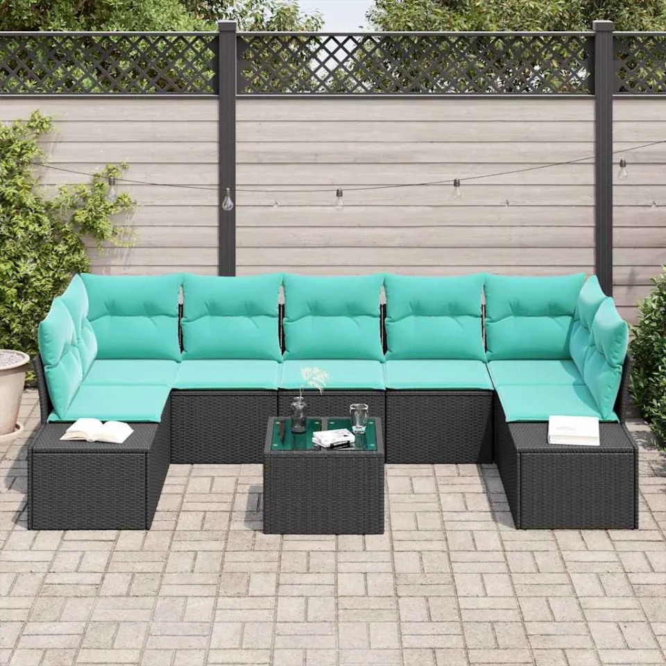 vidaXL Tuin Sofa Set 8 st Zwart poly rattan, foto 3