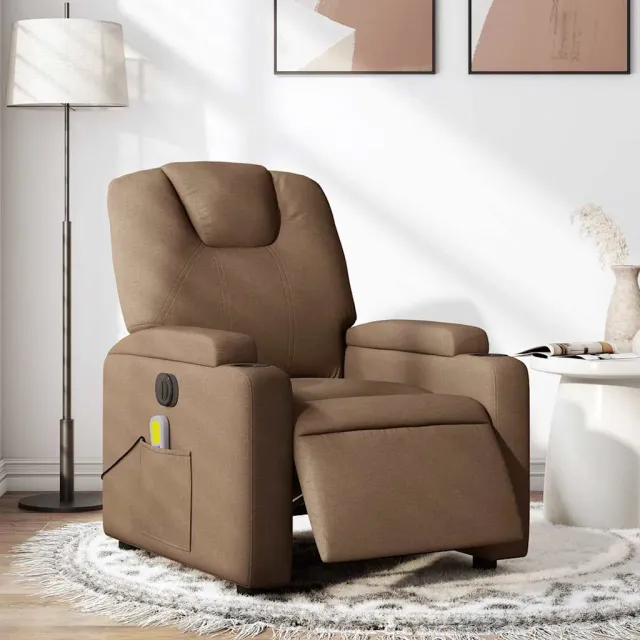 vidaXL Massagestoel elektrisch verstelbaar stof bruin