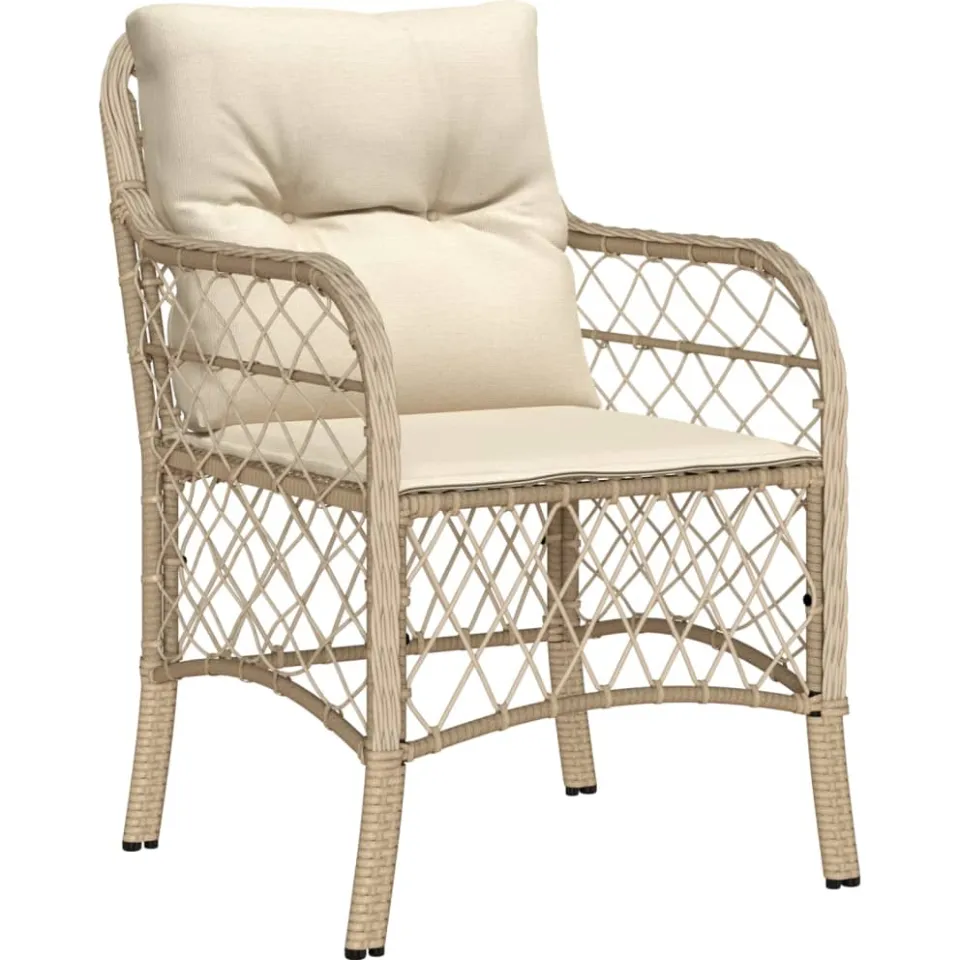 vidaXL 9-delige Tuinset met kussens poly rattan beige