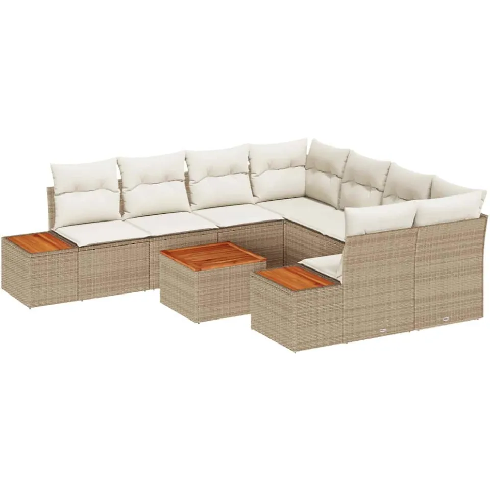 vidaXL Tuin Sofa Set 9 st Beige Poly riet, foto 4