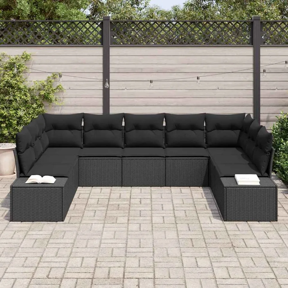 vidaXL Tuin Sofa Set 9 st Zwart poly rattan, foto 3
