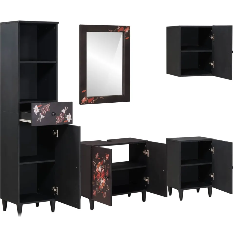 vidaXL Badkamerkastenset 5 st 62 x 33 x 58 cm Massief Mango Hout bruin, foto 2