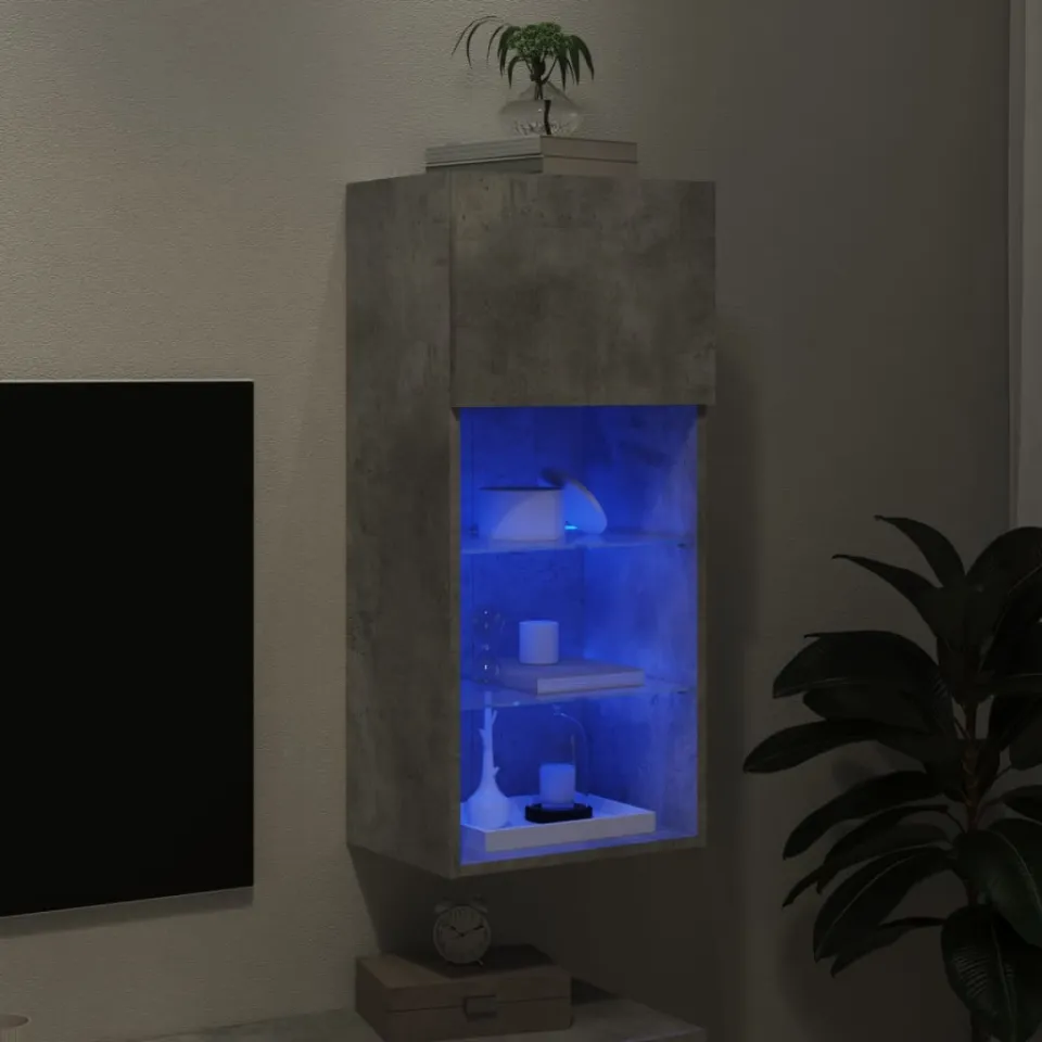 vidaXL Tv-meubel met LED-verlichting 40,5x30x90 cm betongrijs grijs, foto 4