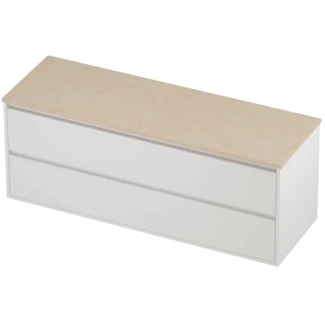 Proline Deck Badmeubelset Hardsteen Greeploos Symmetrisch Kader 140x46x54 cm Sand Stone Mat White Mat Wit