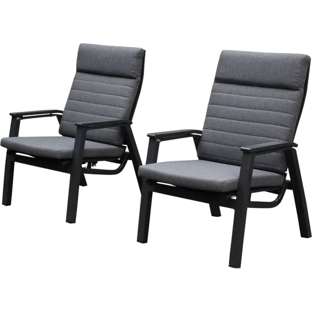 AVH-Collectie Monaco lounge balkonset 2 delig verstelbaar antraciet aluminium