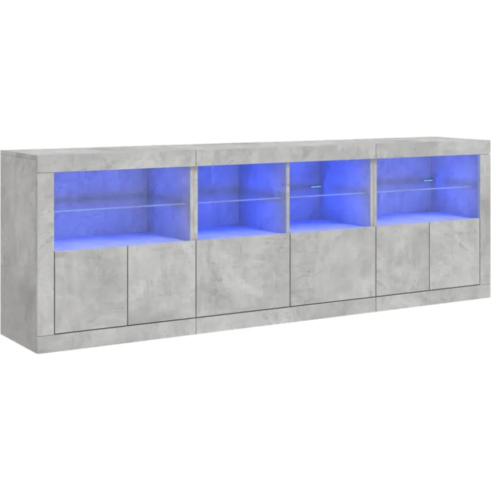 vidaXL Dressoir met LED-verlichting 202x37x67 cm betongrijs grijs, foto 3