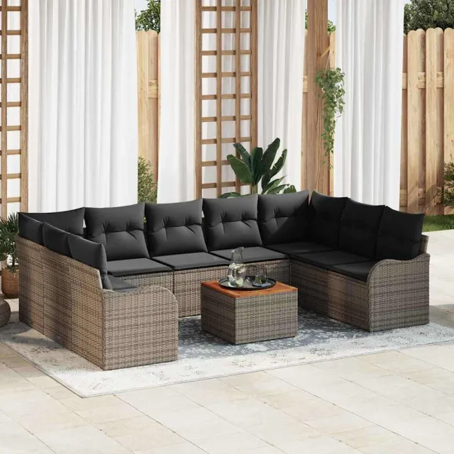 vidaXL Tuinbankenset 10 st Grijs poly rattan, foto 2