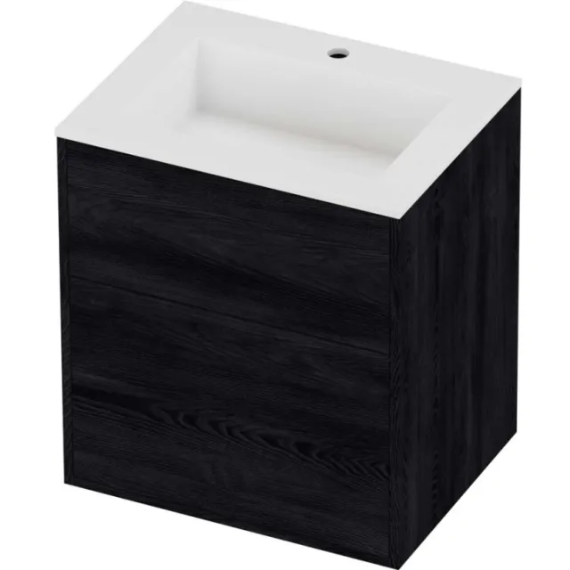 Proline Aristo Badmeubelset Polystone Elegant 1 Kraangat 60x46x67 cm Mat White Black Oak Eiken
