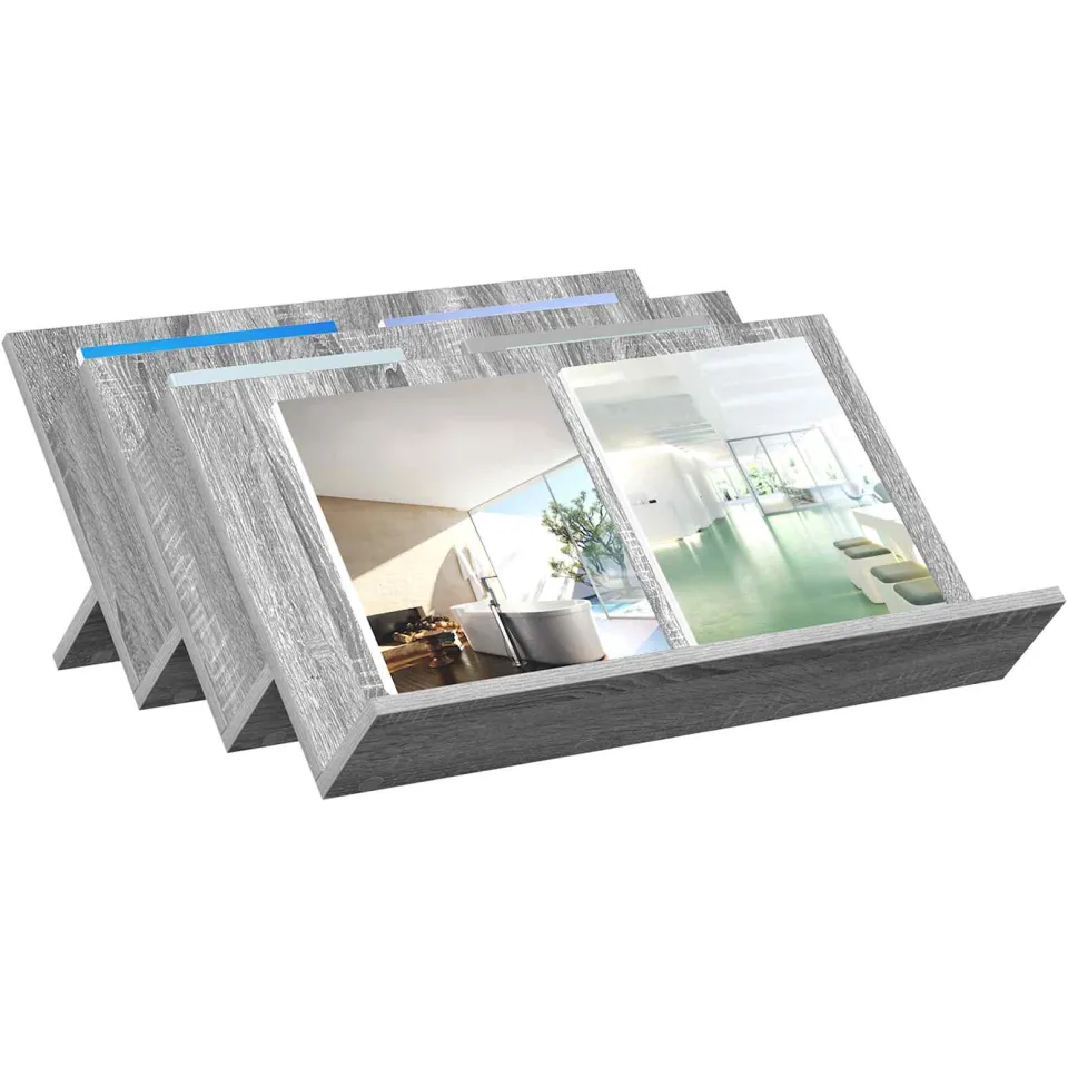vidaXL Tijdschrift Rek Grijs Sonoma 65 x 53 x 28,5 cm Bewerkt hout