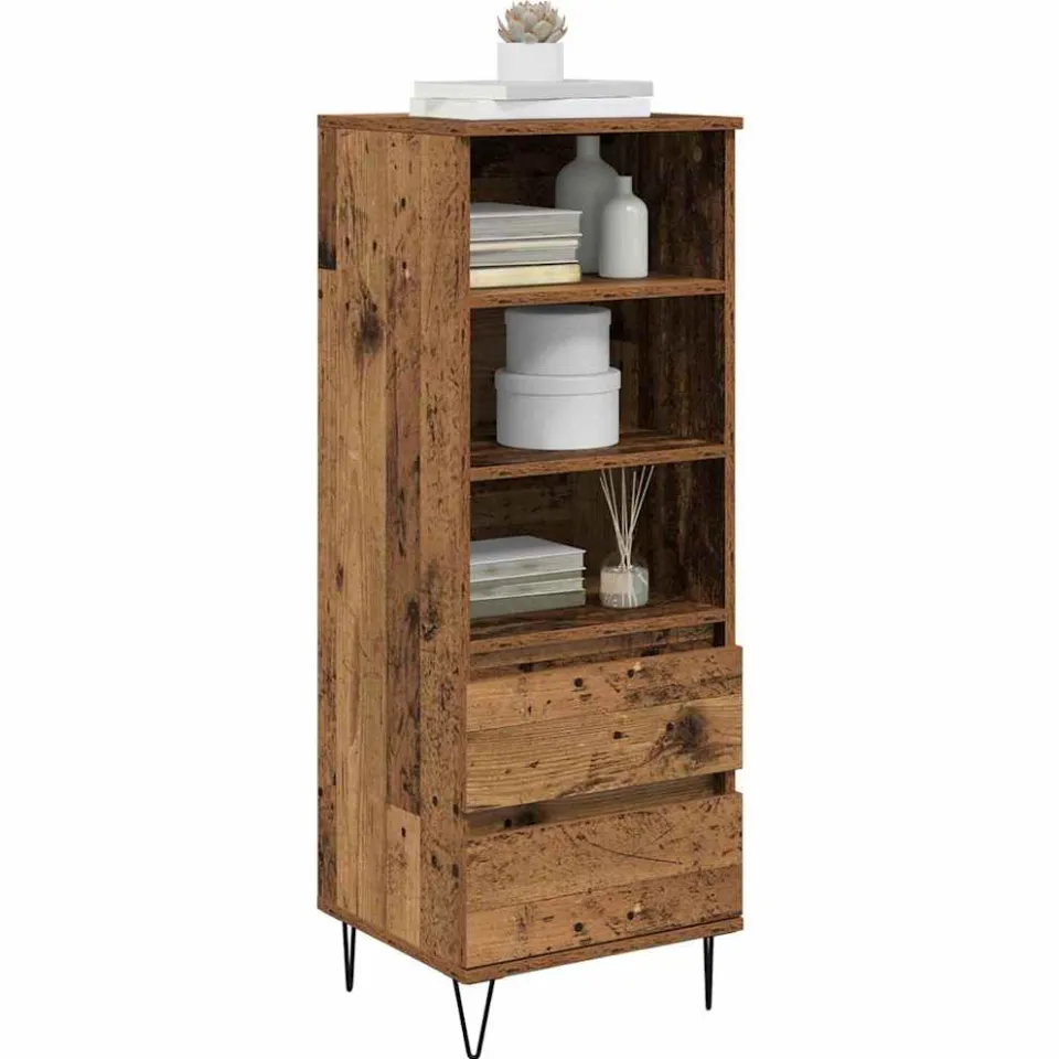 vidaXL Highboard Oud Hout 40 x 36 x 110 cm Bewerkt hout Bruin