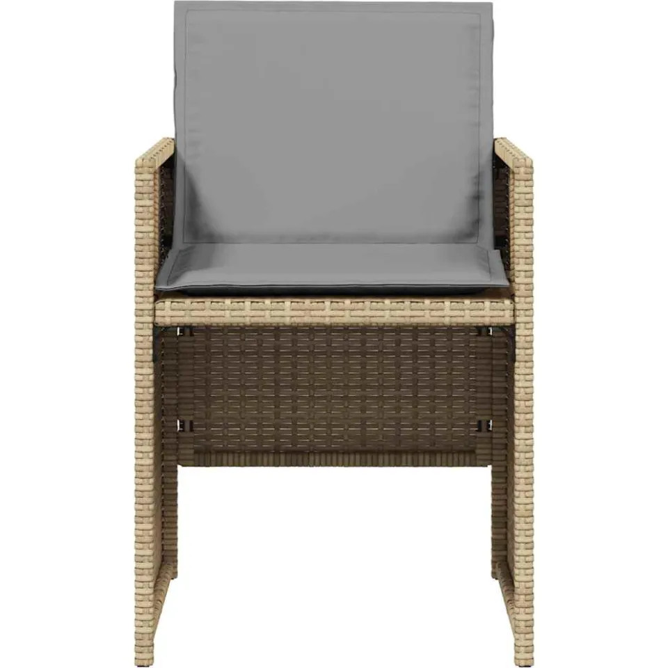 vidaXL 5-delige Tuinset met kussens poly rattan gemengd beige, foto 4