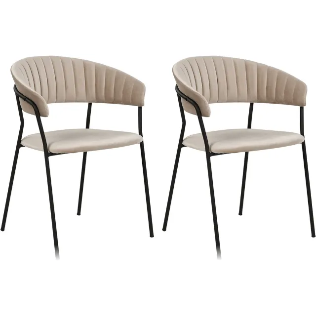 Beliani MARIPOSA - Eetkamerstoel set van 2 - Taupe Beige