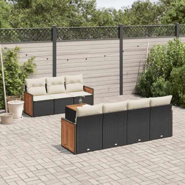 vidaXL 8-delige Loungeset met kussens poly rattan zwart, foto 2