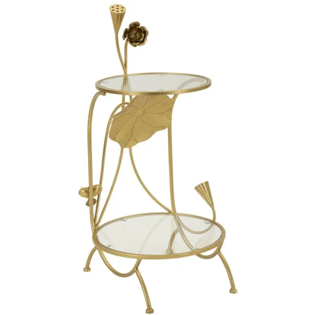 Mauro Ferretti Tafel 2 Shelves Flowers Ø 40×78 cm Goud