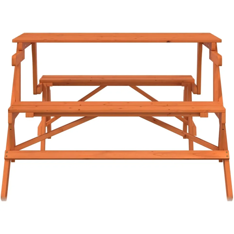 vidaXL Picknicktafel met banken 2-in-1 ombouwbaar massief vurenhout bruin, foto 4