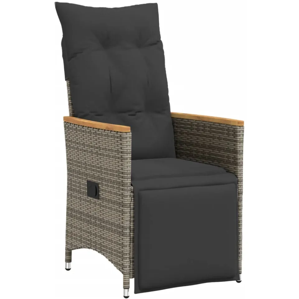 vidaXL 11-delige Bistroset met kussens poly rattan grijs, foto 3