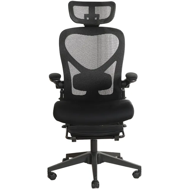 OKWISH Bureaustoel – Opvouwbaar Ergonomisch Model Met 3D Hoofdsteun, Lendensteun, Verstelbare Zitting En Wielen – Zwart