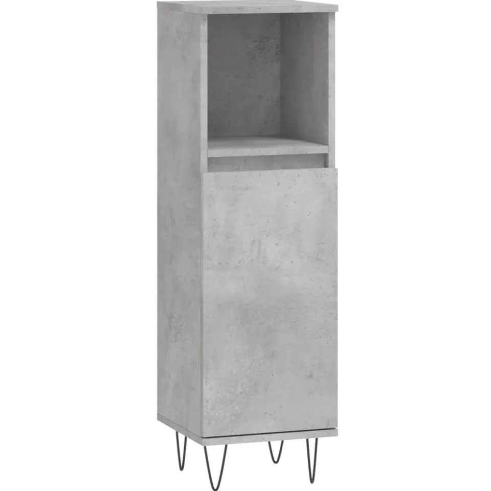 vidaXL Badkamerkast 30x30x100 cm bewerkt hout betongrijs grijs, foto 3